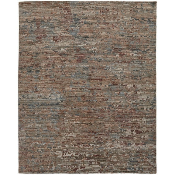 HomeRoots 2' X 3' Red And Blue Wool Abstract Hand Knotted Area Rug