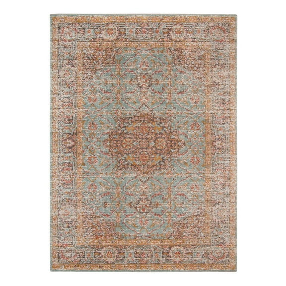 HomeRoots 2' X 3' Sea Green Medallion Power Loom Area Rug With Fringe