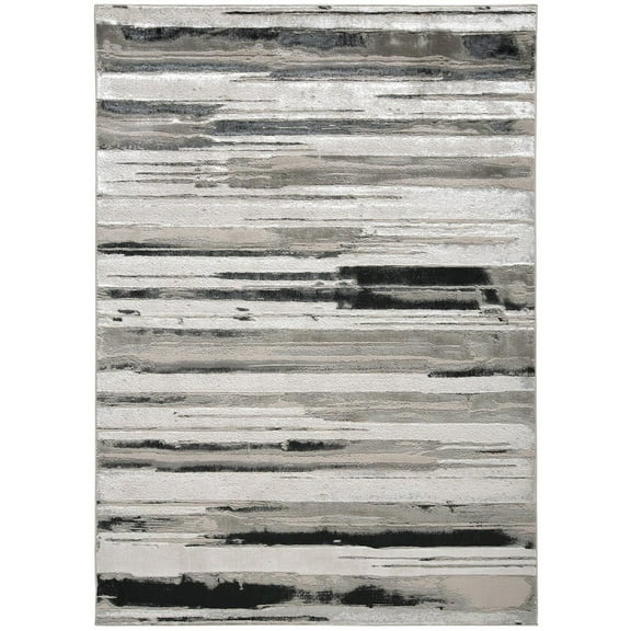 HomeRoots 2' X 3' Silver Gray And Black Abstract Stain Resistant Area Rug