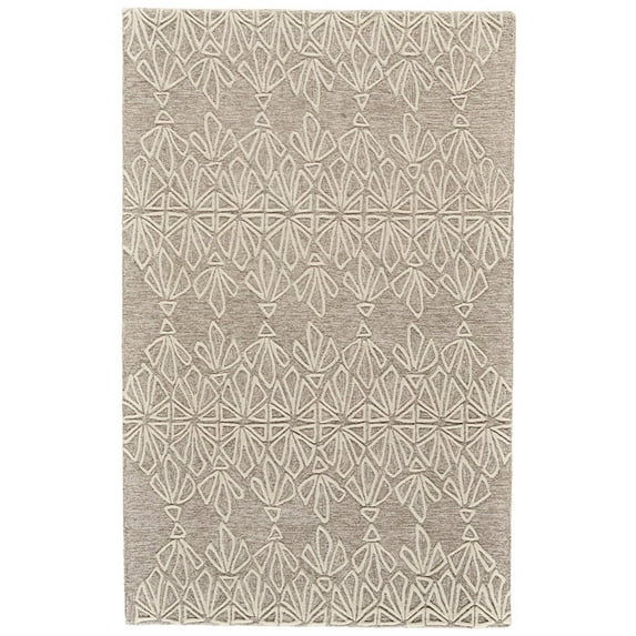 HomeRoots 2' X 3' Tan And Ivory Wool Geometric Tufted Handmade Stain Resistant Area Rug
