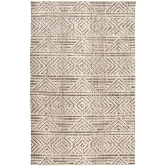 HomeRoots 2' X 3' Tan Ivory And Brown Geometric Stain Resistant Area Rug