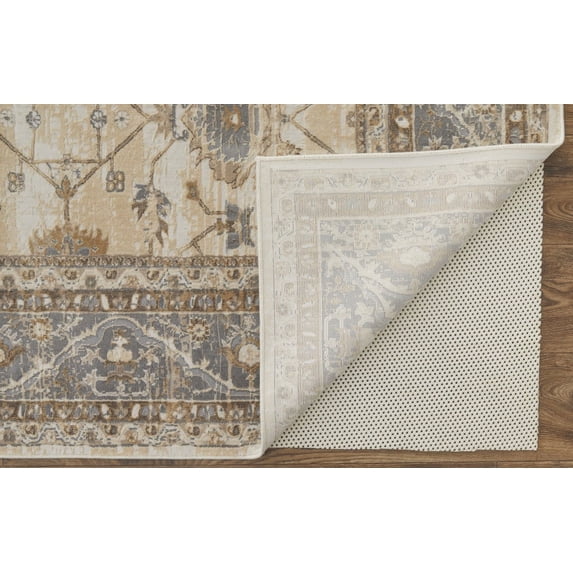 5' X 8' Tan Ivory And Gray Power Loom Area Rug 2' x 3'