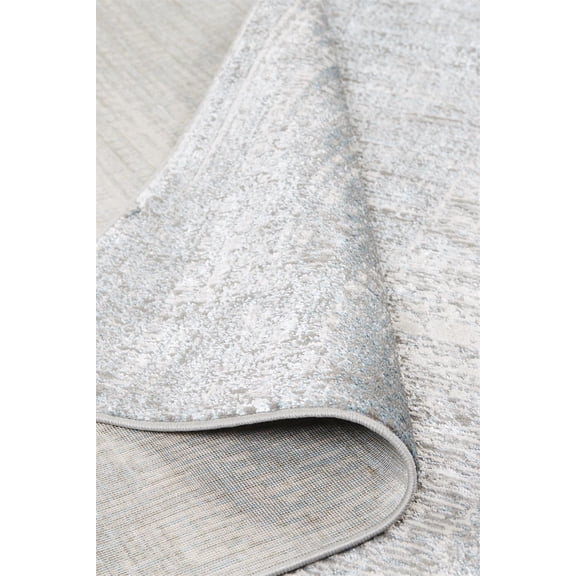 2' X 3' White Gray And Blue Abstract Stain Resistant Area Rug