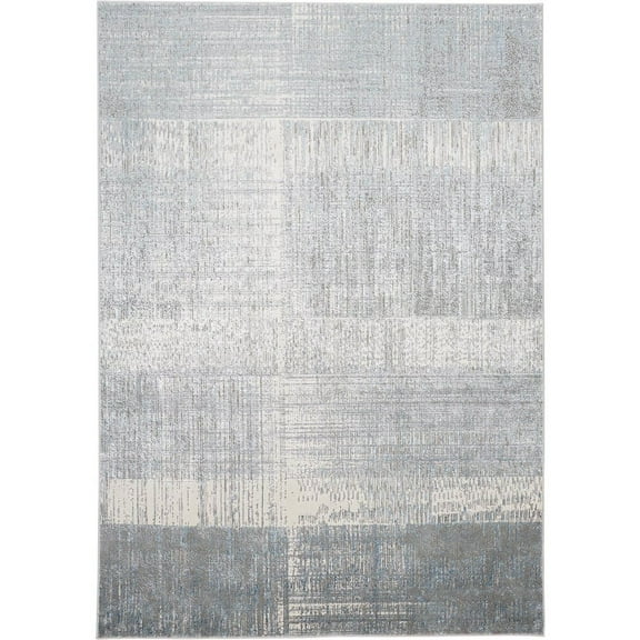 HomeRoots 2' X 3' White Gray And Blue Abstract Stain Resistant Area Rug