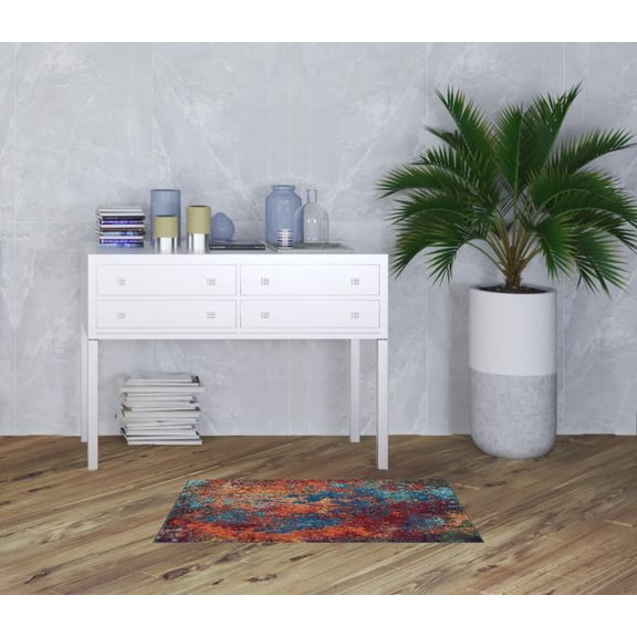 2' X 4' Atlantic Abstract Power Loom Non Skid Area Rug