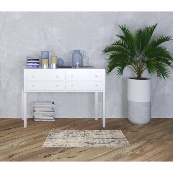 2' X 4' Beige And Grey Abstract Power Loom Non Skid Area Rug