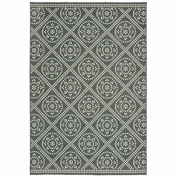 3' X 5' Grey Geometric Stain Resistant Indoor Outdoor Area Rug
