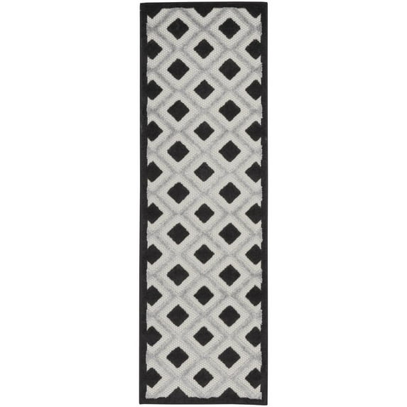 HomeRoots 2' X 6' Black And White Gingham Non Skid Indoor Outdoor Runner Rug