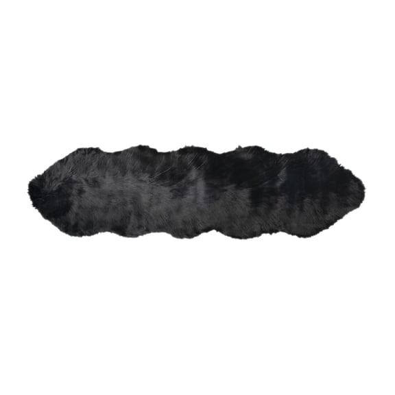 2 X 6 Black Faux Fur Washable Non Skid Area Rug