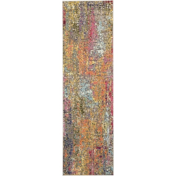 HomeRoots 480200 2 x 6 ft. Sunset Abstract Power Loom Non Skid Rectangle Area Rug