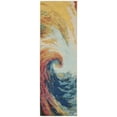 thumbnail image 1 of HomeRoots 2' X 6' Wave Abstract Power Loom Non Skid Runner Rug, 1 of 5