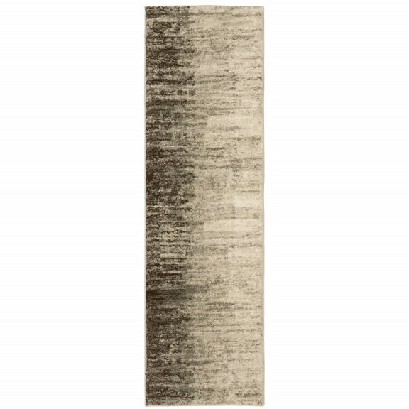 HomeRoots 2' X 8' Beige And Grey Abstract Power Loom Stain Resistant Runner Rug