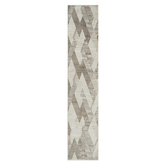 HomeRoots 2' X 8' Gray Geometric Runner Rug