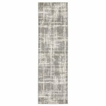 HomeRoots 2' X 8' Grey And Ivory Abstract Shag Power Loom Stain Resistant Runner Rug