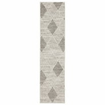 HomeRoots 2' X 8' Grey And Ivory Geometric Power Loom Stain Resistant Runner Rug