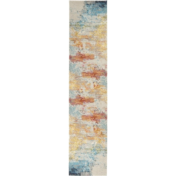 2' X 8' Sealife Abstract Power Loom Non Skid Runner Rug