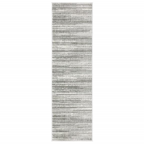 HomeRoots 507926 2 x 8 ft. White & Gray Abstract Power Loom Stain Resistant Runner Area Rug
