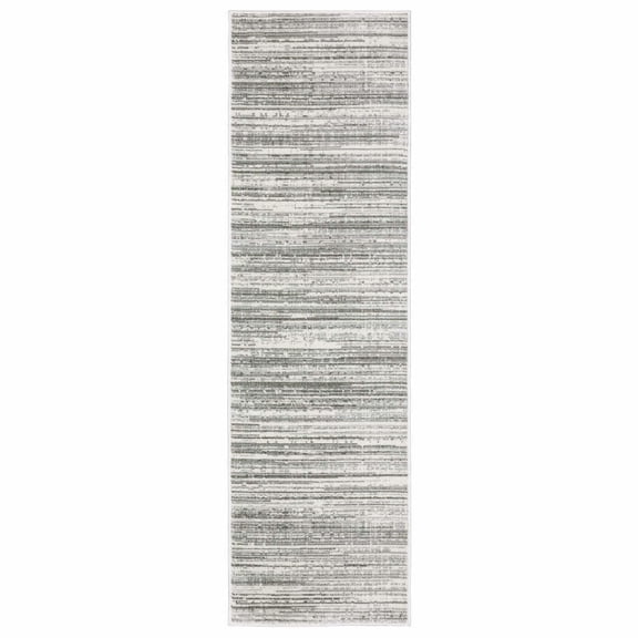 HomeRoots 507926 2 x 8 ft. White & Gray Abstract Power Loom Stain Resistant Runner Area Rug