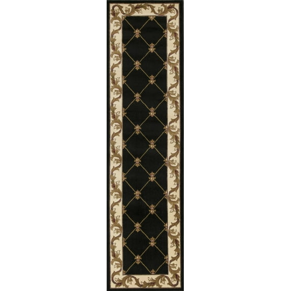2'2" x 7'11" Runner Polypropelene Black Area Rug