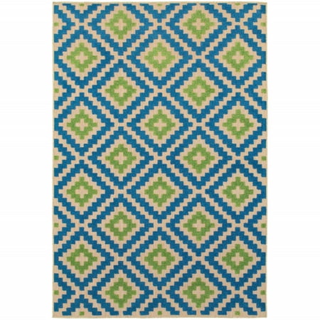 2' X 4' Sand Geometric Stain Resistant Indoor Outdoor Area Rug