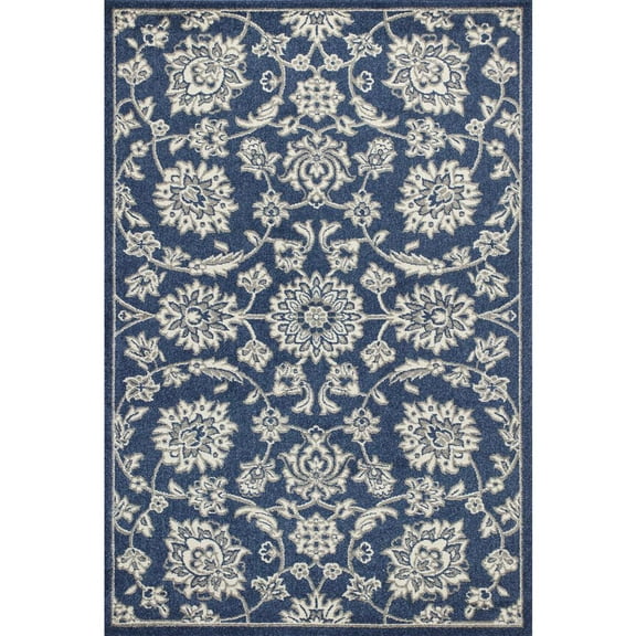 2' X 3' Denim Floral Uv Treated Accent Rug