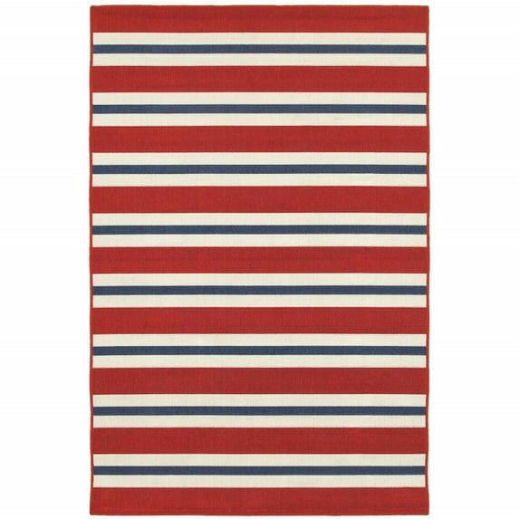 2' X 3' Red Geometric Stain Resistant Indoor Outdoor Area Rug