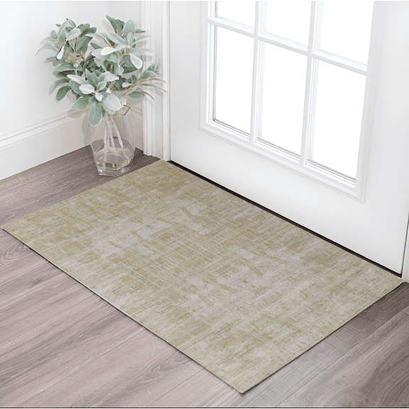 HomeRoots 566974 2 x 3 ft. Abstract Hand Woven Rectangle Area Rug, Yellow & Ivory