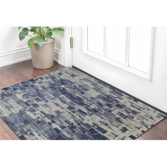 HomeRoots 566944 2 x 3 ft. Abstract Hand Woven Worn Faded Rectangle Area Rug, Blue & Ivory