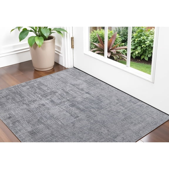 HomeRoots 566904 2 x 3 ft. Abstract Hand Woven Worn Faded Rectangle Area Rug, Light Blue & Silver