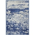 thumbnail image 1 of HomeRoots  2 x 3 ft. Abstract Rectangle Area Rug, Ivory & Navy Blue, 1 of 1