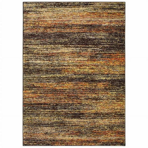 HomeRoots  2 x 3 ft. Brown Rust Red Gold Orange & Tan Abstract Power Loom Stain Resistant Rectangle Area Rug - Orange Red - 2 x 3 ft.