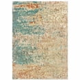 thumbnail image 1 of HomeRoots  2 x 3 ft. Foam Blue Pumpkin & Golden Yellow Abstract Power Loom Stain Resistant Rectangle Area Rug - Blue and Ivory, 1 of 1