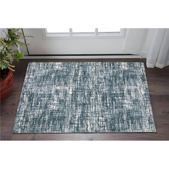 HomeRoots 575305 2 x 3 ft. Geometric Rectangle Area Rug, Teal & Ivory