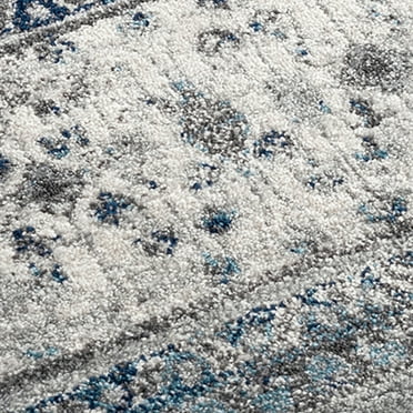 HomeRoots 531882 2 x 3 ft. Gray & Blue Medallion Power Loom Contemporary Area Rug