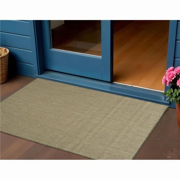 HomeRoots 573880 2 x 3 ft. Green & Tan Geometric Indoor & Outdoor Rectangle Area Rug
