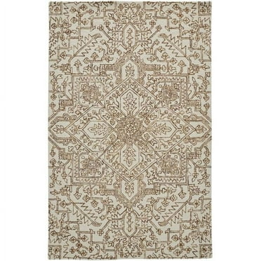 HomeRoots  2 x 3 ft. Ivory & Brown Wool Floral Hand Tufted Handmade Stain Resistant Rectangle Area Rug - Ivory and Brown - 2 x 3 ft.