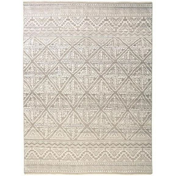 HomeRoots 2 x 3 ft. Ivory Tan & Gray Geometric Hand Knotted Rectangle Area Rug - Ivory Tan and Gray - 2 x 3 ft.