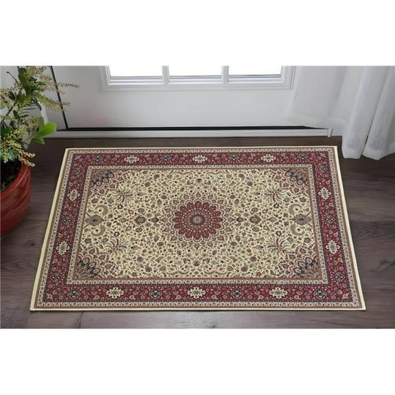 HomeRoots 575310 2 x 3 ft. Oriental Rectangle Area Rug, Ivory & Red
