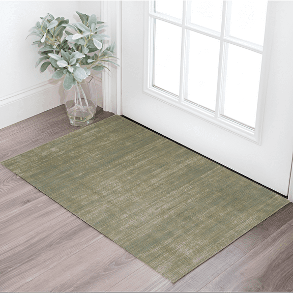 HomeRoots 566819 2 x 3 ft. Power Loom Rectangle Area Rug, Tan & Green