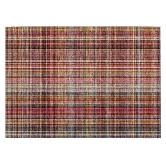 HomeRoots 561912 2 x 3 ft. Red Plaid Washable Non Skid Indoor Outdoor Rectangle Machine Woven Area Rug