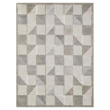 HomeRoots  2 x 4 ft. Gray Triangle Indoor or Outdoor Area Rug - Grey - 2 x 4 ft.
