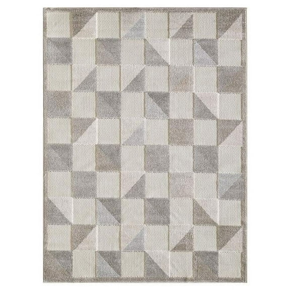 HomeRoots 2 x 4 ft. Gray Triangle Indoor or Outdoor Area Rug - Grey - 2 x 4 ft.