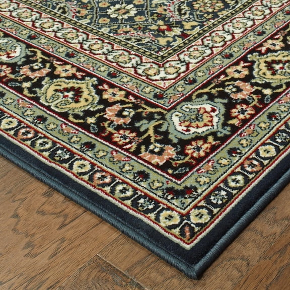 HomeRoots  2 x 4 ft. Oriental Power Loom Stain Resistant Machine Made Rectangle Area Rug, Navy Blue