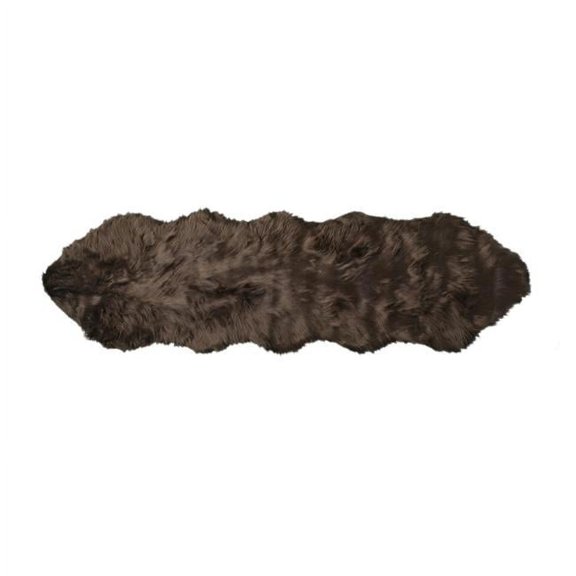 HomeRoots 2 x 6 ft. Chocolate Faux Fur Washable Non Skid Area Rug - Chocolate - 2 x 6 ft.