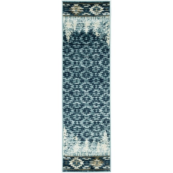 2' x 7'7" Runner Polypropelene Slate Blue Area Rug