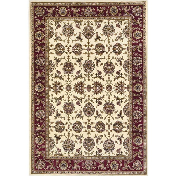 8' Red And Ivory Floral Medallion Runner Rug