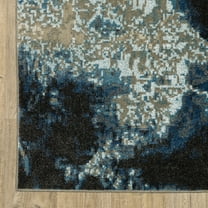 HomeRoots 509842 2 x 8 ft. Blue Gray Charcoal & Beige Abstract Power Loom Stain Resistant Runner Area Rug