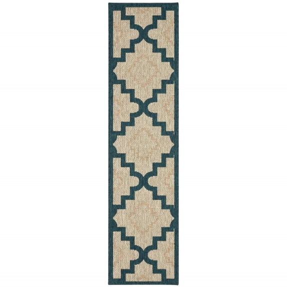 HomeRoots 506983 2 x 8 ft. Gray Geometric Stain Resistant Indoor & Outdoor Rectangle Area Rug