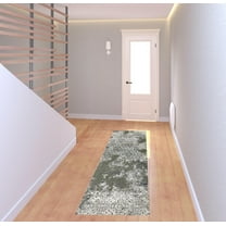 HomeRoots 2 x 8 ft. Ivory Gray Blue & Taupe Abstract Power Loom Stain Resistant Runner Area Rug