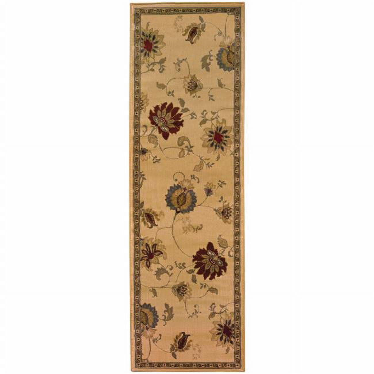 Green/blue Rust Rug HomeRoots Ivory Green Brown Blue And Rust Floral Power Loom Stain ...